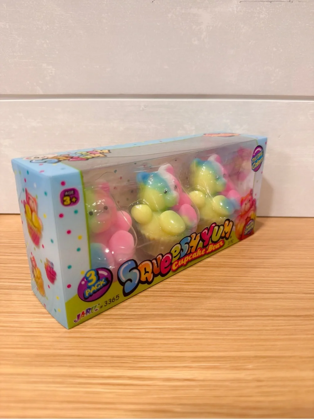 Rainbow tie dye squishy cupcake bears